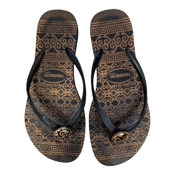 Havaianas Slim Special Collection Flip Flops, Black & Gold, Size 6 - Picture 4 of 6